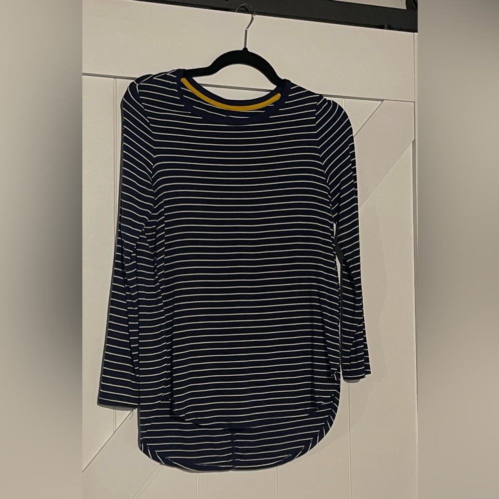 Navy Blue and White Stripped Long Sleeve